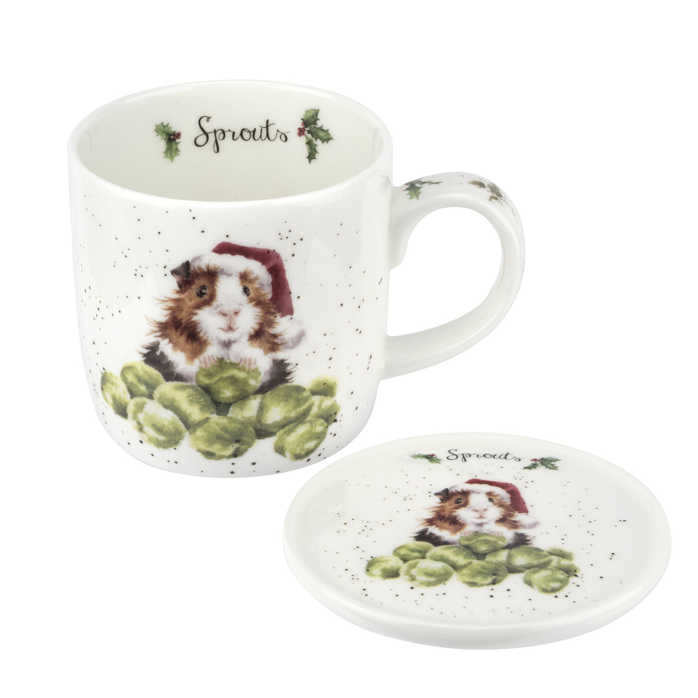 Wrendale Designs Mug & Coaster Set Sprouts, Guinea Pig image number null